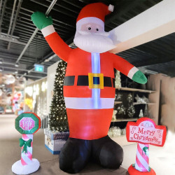 Père Noël gonflable LED blanc froid 4 m