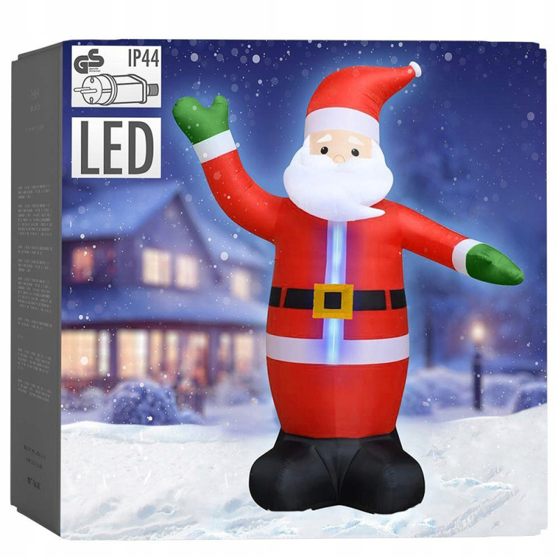 Père Noël gonflable LED blanc froid 4 m