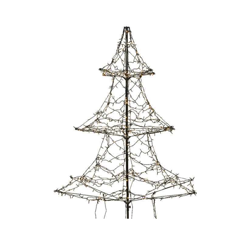 Sapin en fer noir LED blanc chaud Ø 130 x 200 cm LUMINEO