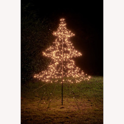 Sapin en fer noir LED blanc chaud Ø 130 x 200 cm LUMINEO