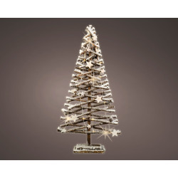 Sapin de Noël en bois enneigé LED blanc chaud 40 x 12 x 80 cm DECORIS
