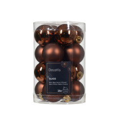 Boule de Noël en verre Ø 3,5 cm brun espresso 16 pièces DECORIS