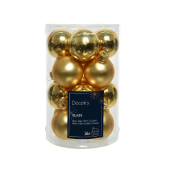 Boule de Noël en verre Ø 3,5 cm or clair 16 pièces DECORIS