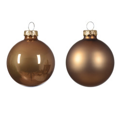 Boule de Noël en verre Ø 6 cm brun gingembre 10 pièces DECORIS