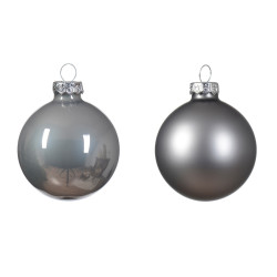 Boule de Noël en verre Ø 6 cm gris marbré 10 pièces DECORIS