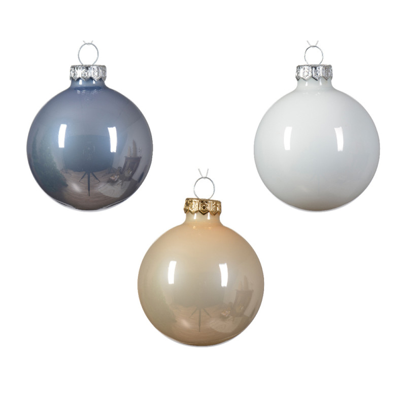 Set de boules de Noël en verre Ø 6 cm bleues et blanches 20 pièces DECORIS