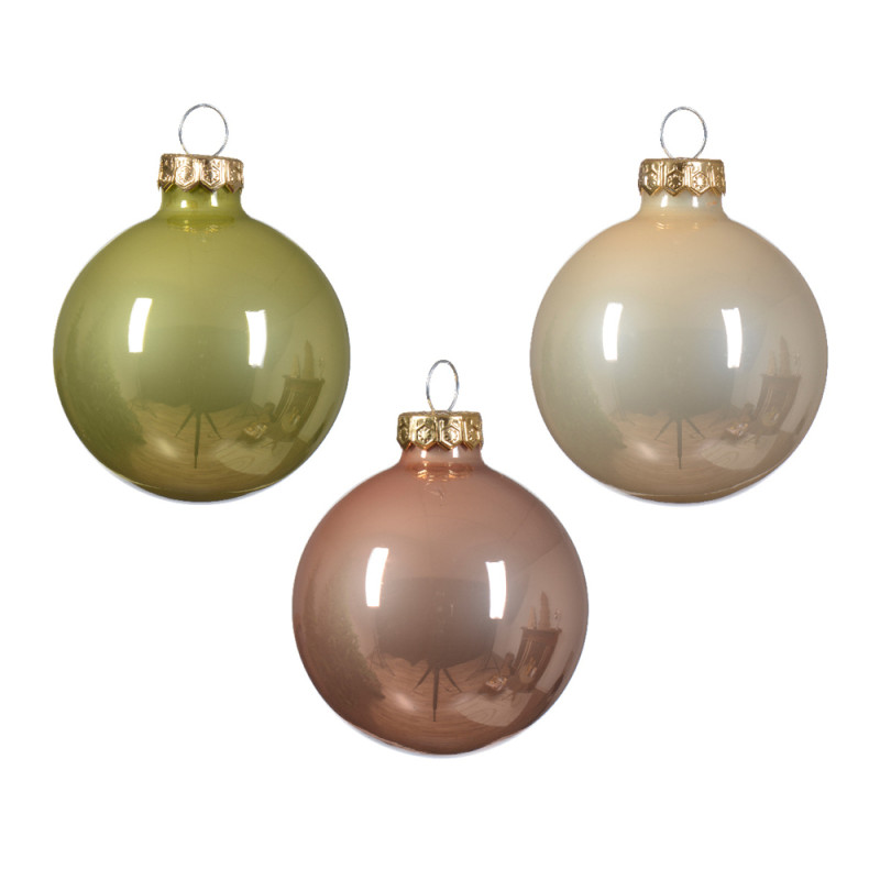 Set de boules de Noël en verre Ø 6 cm blanches, roses et vertes 20 pièces DECORIS