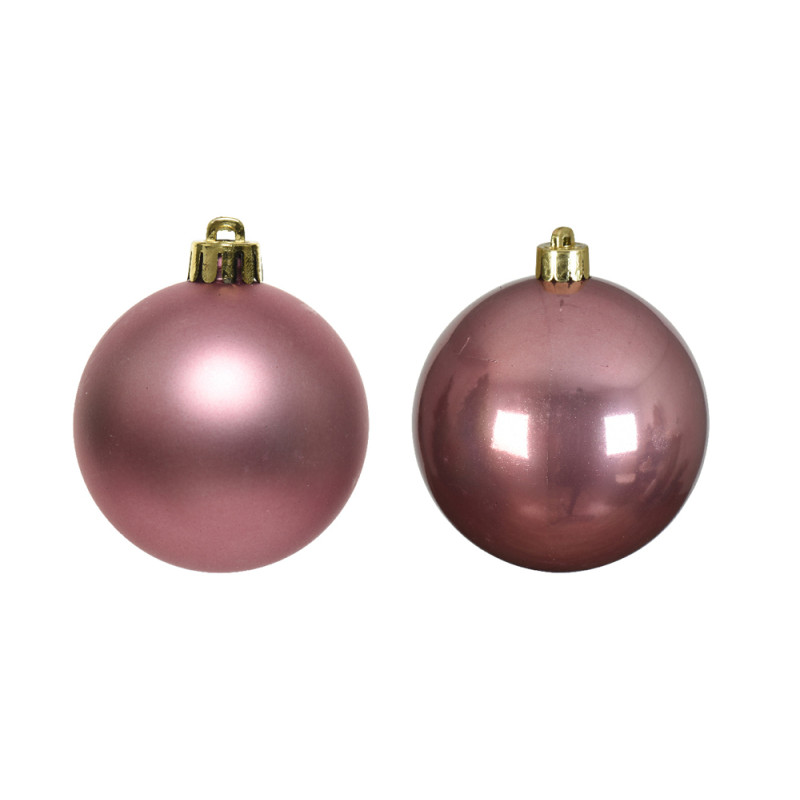 Boule de Noël en verre Ø 7 cm vieux rose 8 pièces DECORIS