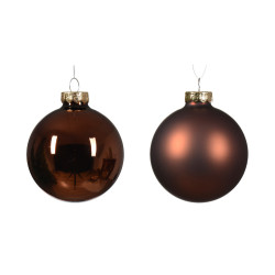 Boule de Noël en verre Ø 7 cm brun espresso 8 pièces DECORIS