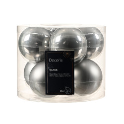 Boule de Noël en verre Ø 7 cm gris marbré 8 pièces DECORIS