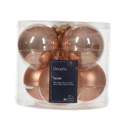 Boule de Noël en verre Ø 8 cm rose pétillant 6 pièces DECORIS Boule de Noël en verre Ø 8 cm rose pétillant 6 pièces DECORIS