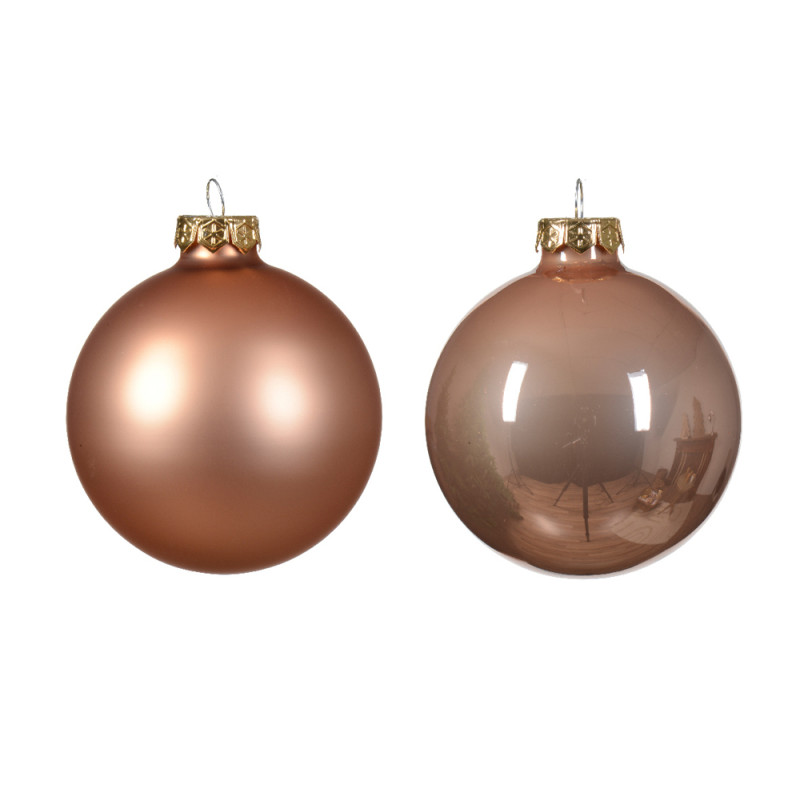 Boule de Noël en verre Ø 8 cm rose pétillant 6 pièces DECORIS Boule de Noël en verre Ø 8 cm rose pétillant 6 pièces DECORIS