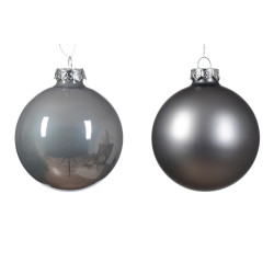 Boule de Noël en verre Ø 8 cm gris marbré 6 pièces DECORIS