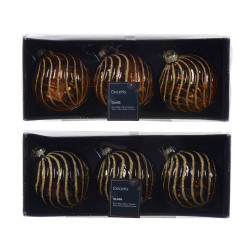 Boule de Noël en verre Ø 8 cm avec sequins 3 pièces DECORIS Boule de Noël en verre Ø 8 cm avec sequins 3 pièces DECORIS