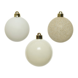 Boule de Noël Ø 6 cm blanc laine 10 pièces DECORIS Boule de Noël Ø 6 cm blanc laine 10 pièces DECORIS