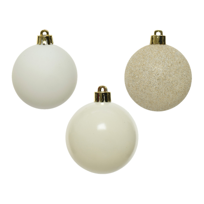 Boule de Noël Ø 6 cm blanc laine 10 pièces DECORIS Boule de Noël Ø 6 cm blanc laine 10 pièces DECORIS