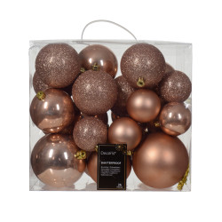Set de boules de Noël Ø 6 - 10 cm rose pétillant 26 pièces DECORIS Set de boules de Noël Ø 6 - 10 cm rose pétillant 26 pièces DECORIS