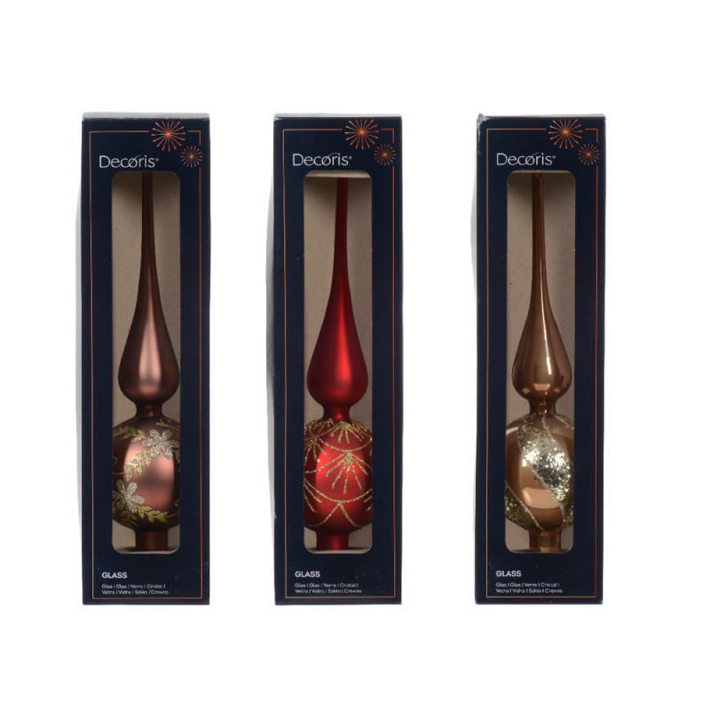 Cimier en verre avec motif doré Ø 8 x 31 cm DECORIS