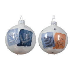 Boule de Noël en verre Ø 8 cm avec carreaux et paillettes DECORIS