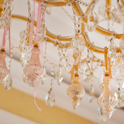 Ornement en verre avec relief et paillettes rose DECORIS