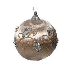 Boule de Noël en mousse Ø 8 cm avec paillettes perle DECORIS