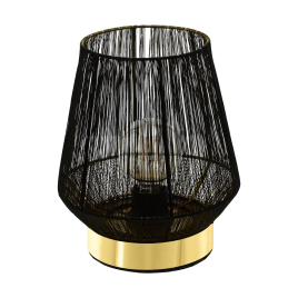 Lampe de table Escandidos noire, or et laiton brossé Ø 22 cm E27 40 W EGLO
