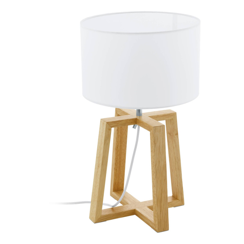 Lampe de table Chietino 1 blanche et bois naturel Ø 26 cm E27 60 W EGLO