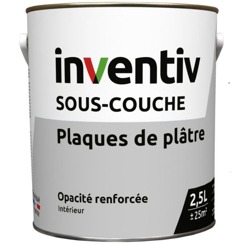 Sous-couche pour plaques de plâtre Pro blanc mat 2,5 L INVENTIV