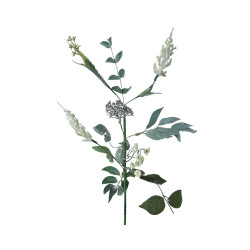 Branche enneigée avec feuilles d'eucalyptus blanche et verte 50 cm