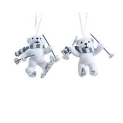 Ours polaire à suspendre blanc 10 cm DECORIS