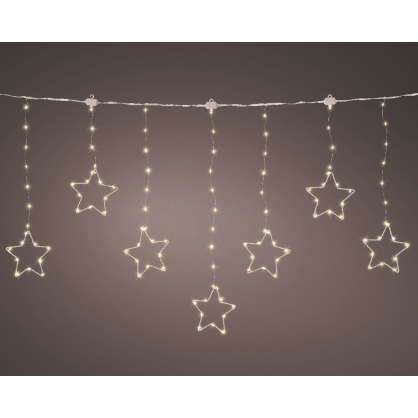 Guirlande rideau à étoiles 156 LED blanc chaud 1,2 m LUMINEO