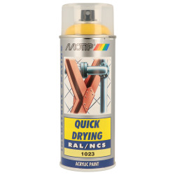 Peinture acrylique en spray Quick Drying jaune signalisation 0,4 L MOTIP