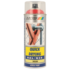 Peinture acrylique en spray Quick Drying rouge signalisation 0,4 L MOTIP