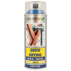 Peinture acrylique en spray Quick Drying bleu gentiane 0,4 L MOTIP