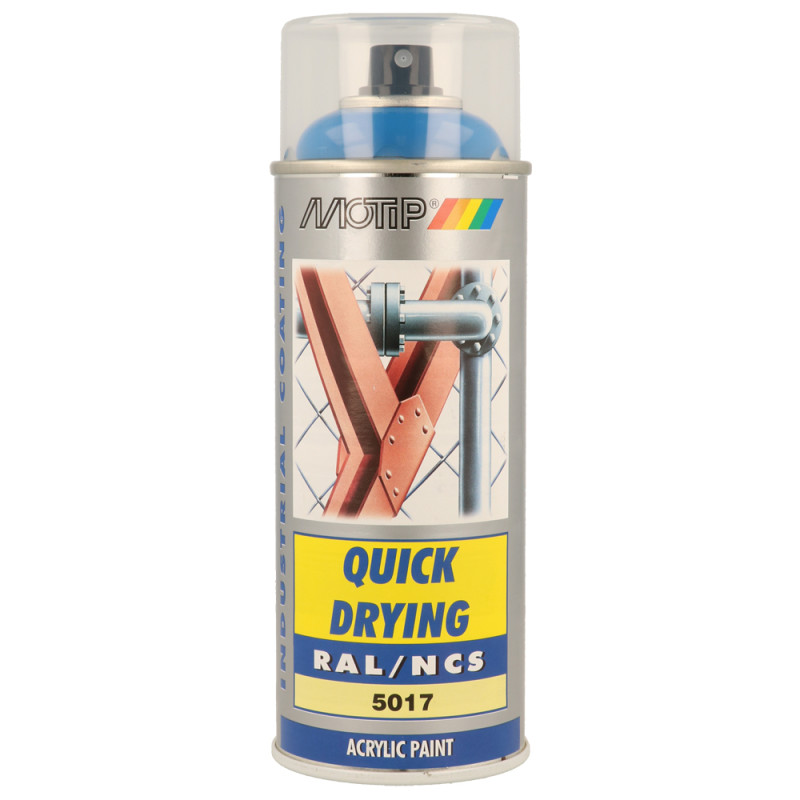 Peinture acrylique en spray Quick Drying bleu signalisation 0,4 L MOTIP