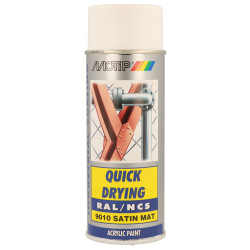 Peinture Acrylique Spray Blanc Satiné – Séchage Rapide | MOTIP