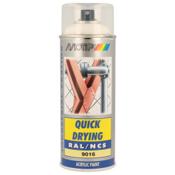 Peinture acrylique en spray Quick Drying blanc signalisation 0,4 L MOTIP