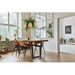 Suspension Dembleby noire et bois naturel E27 3 × 40 W EGLO Suspension Dembleby noire et bois naturel E27 3 × 40 W EGLO
