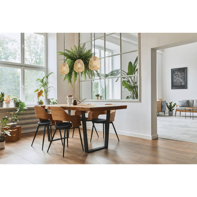 Suspension Dembleby noire et bois naturel E27 3 × 40 W EGLO Suspension Dembleby noire et bois naturel E27 3 × 40 W EGLO