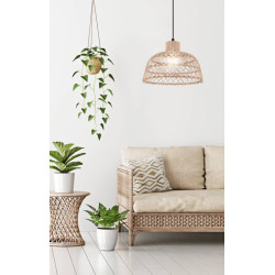 Suspension Ausnby noire et bois naturel Ø 37 cm E27 40 W EGLO Suspension Ausnby noire et bois naturel Ø 37 cm E27 40 W EGLO
