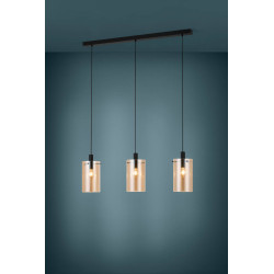Suspension Polverara ambre et noir E27 3 × 40 W EGLO Suspension Polverara ambre et noir E27 3 × 40 W EGLO