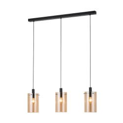 Suspension Polverara ambre et noir E27 3 × 40 W EGLO Suspension Polverara ambre et noir E27 3 × 40 W EGLO