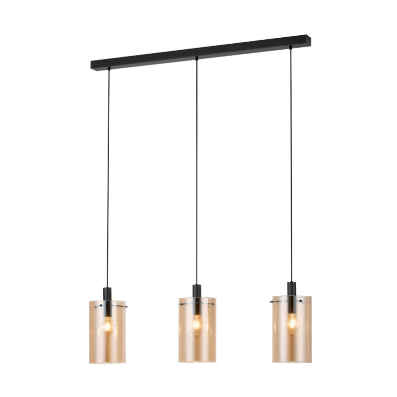 Suspension Polverara ambre et noir E27 3 × 40 W EGLO Suspension Polverara ambre et noir E27 3 × 40 W EGLO