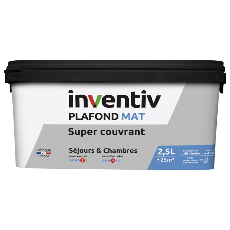 Peinture pour plafonds Super Couvrant blanc mat 2,5 L INVENTIV