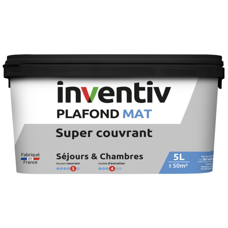 Peinture pour plafonds Super Couvrant blanc mat 5 L INVENTIV