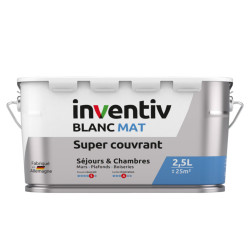 Peinture pour murs et plafonds Séjours & Chambres Super Couvrant blanc mat 2,5 L INVENTIV