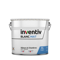 Peinture pour murs et plafonds Séjours & Chambres blanc mat 10 L INVENTIV