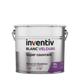 Peinture pour murs et plafonds Séjours & Chambres Super Couvrant blanc velours 10 L INVENTIV