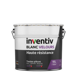 Peinture pour murs et plafonds Haute Résistance blanc velours 10 L INVENTIV