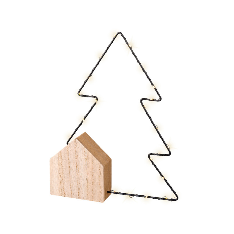 Sapin en fer noir LED 30 cm blanc chaud LUMINEO